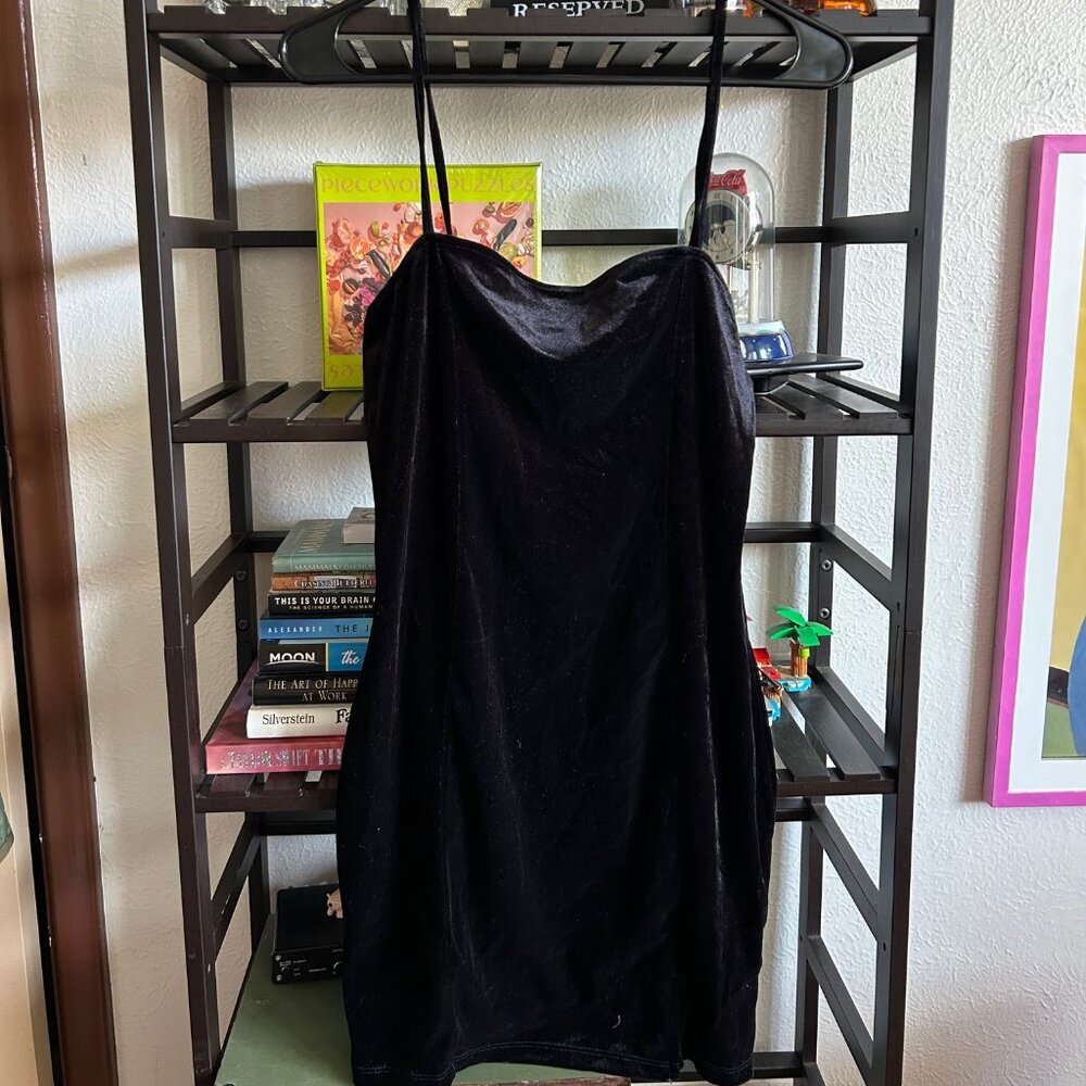 H&M Divided Black Velvet Mini Dress